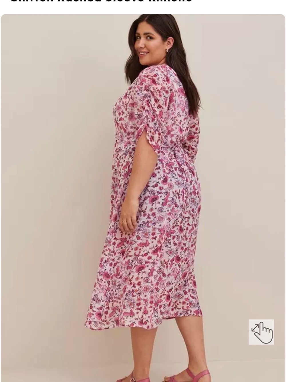 torrid EUC Pink Floral Chiffon Open Kimono - Picture 15 of 16